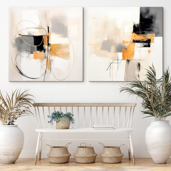 Two paintings of different colors