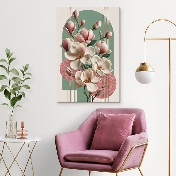 Magnolia blooms in soft pastel tones