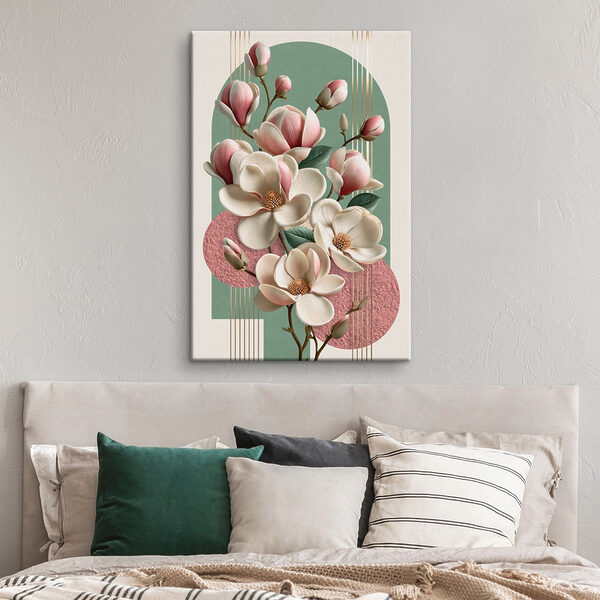 Magnolia blooms in soft pastel tones