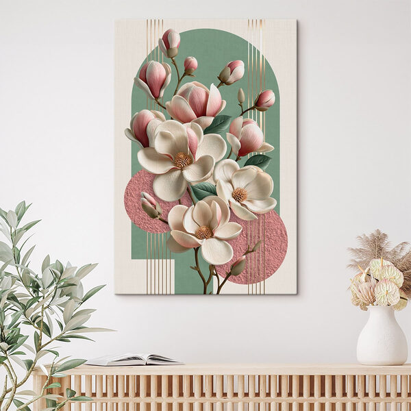 Magnolia blooms in soft pastel tones