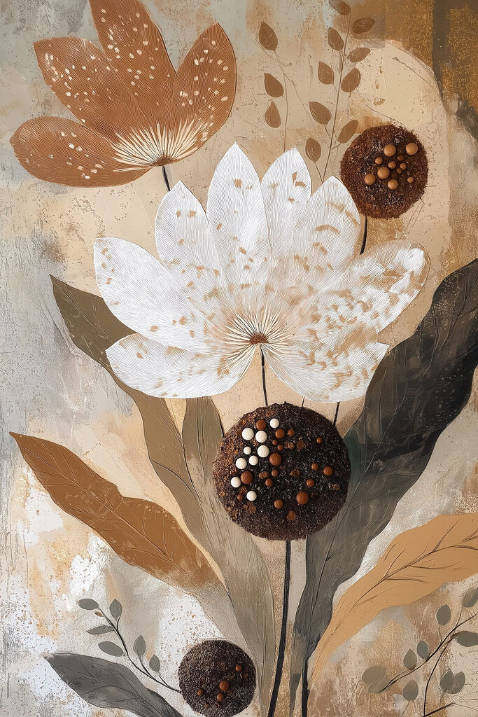 Painting of flowers and leaves