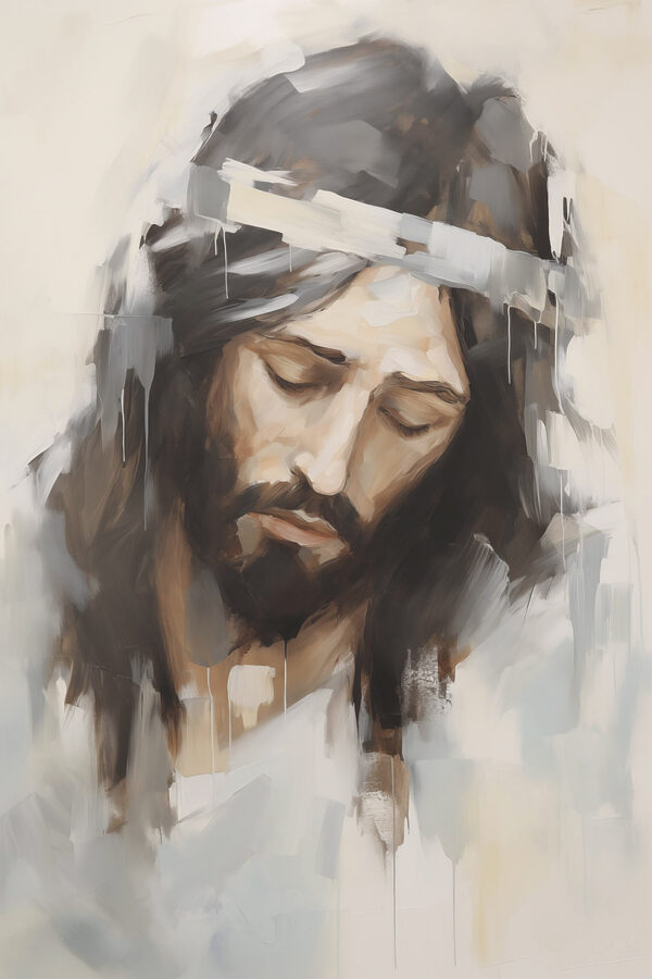 Painting of a man with a cross on his head