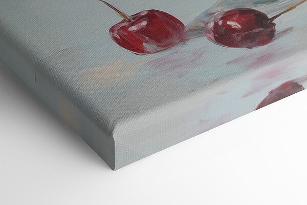 Painting of cherries in a glass Painting of cherries in a glass