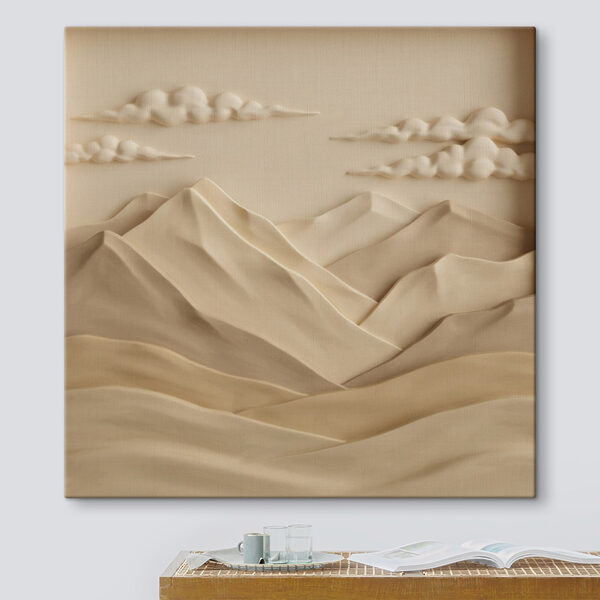 White and tan mountains with clouds and clouds