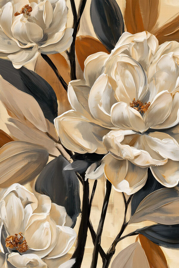 Painting of flowers on a canvas