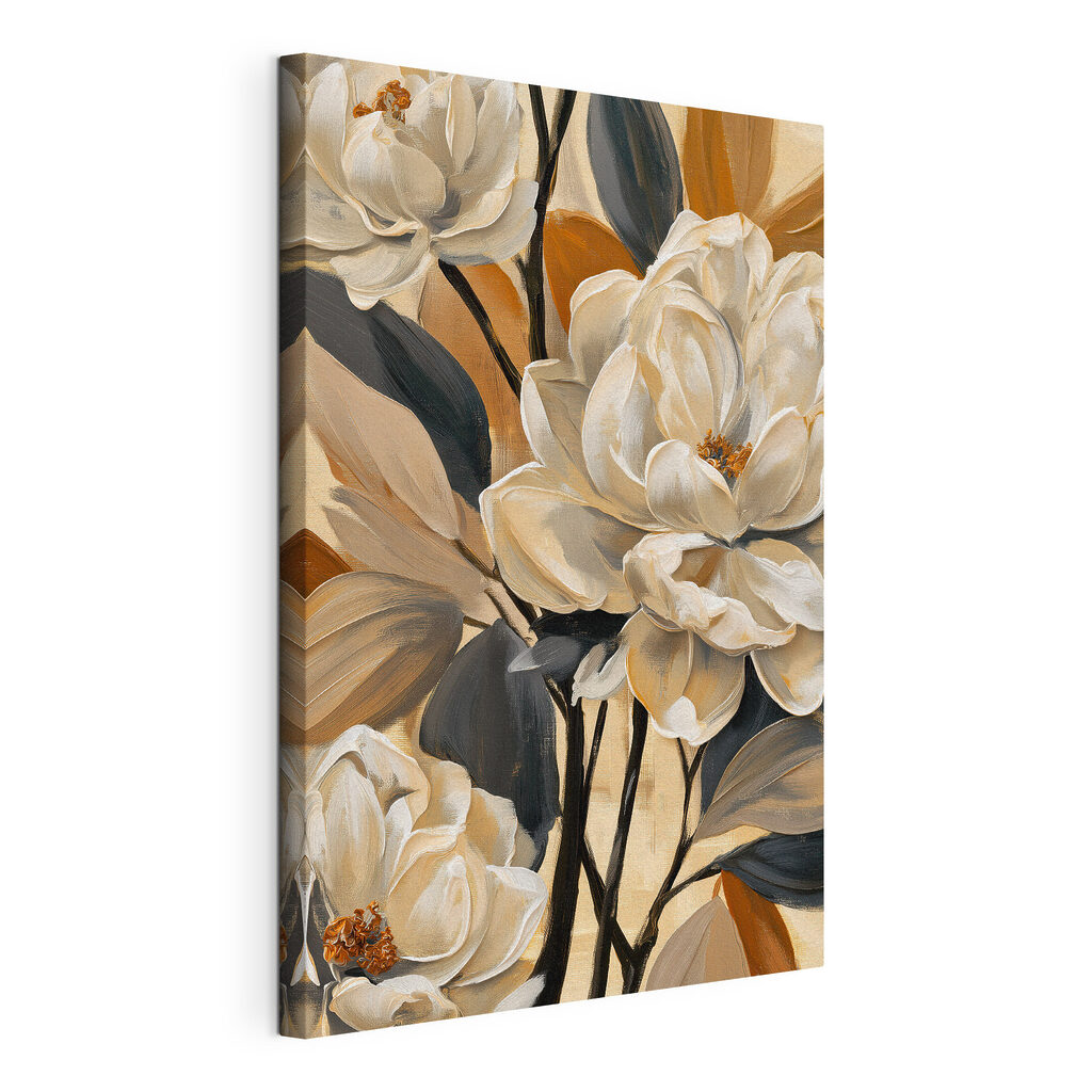 Painting of flowers on a canvas