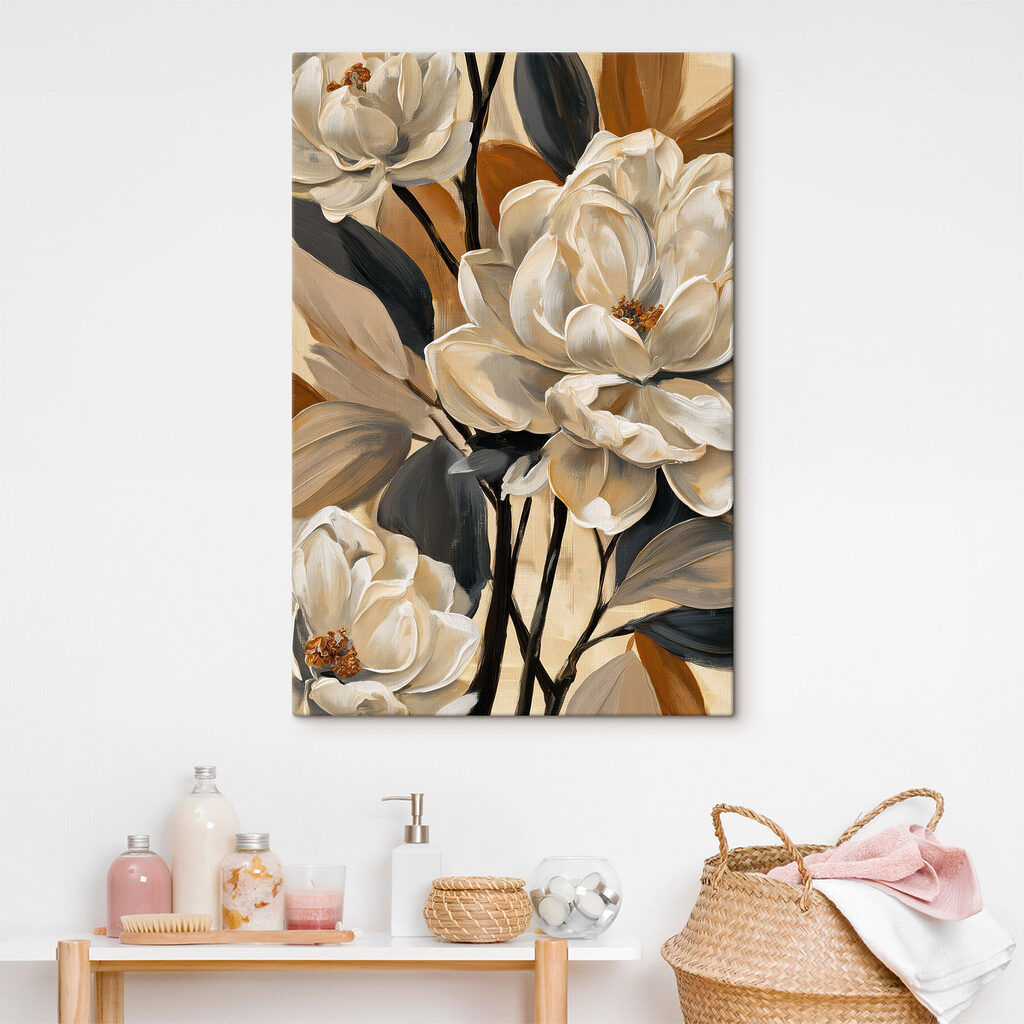 Painting of flowers on a canvas