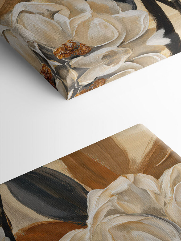 Painting of flowers on a canvas