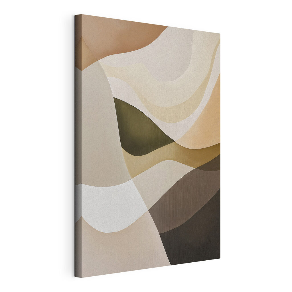 - Soft curves in earthy tones