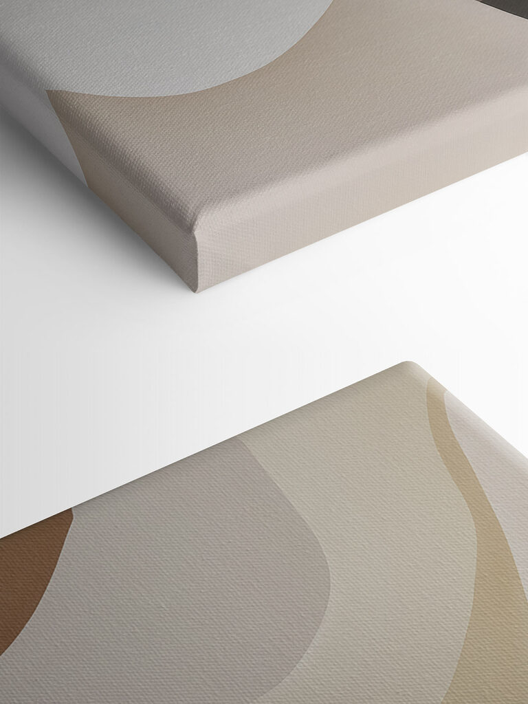- Soft curves in earthy tones