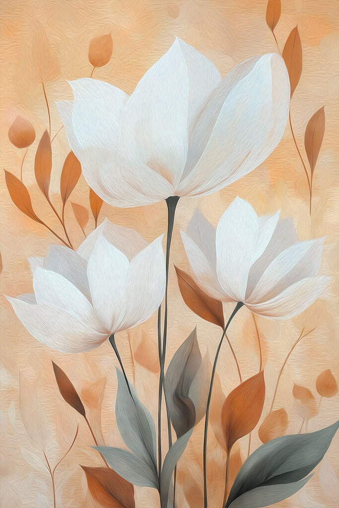 Painting of flowers and leaves
