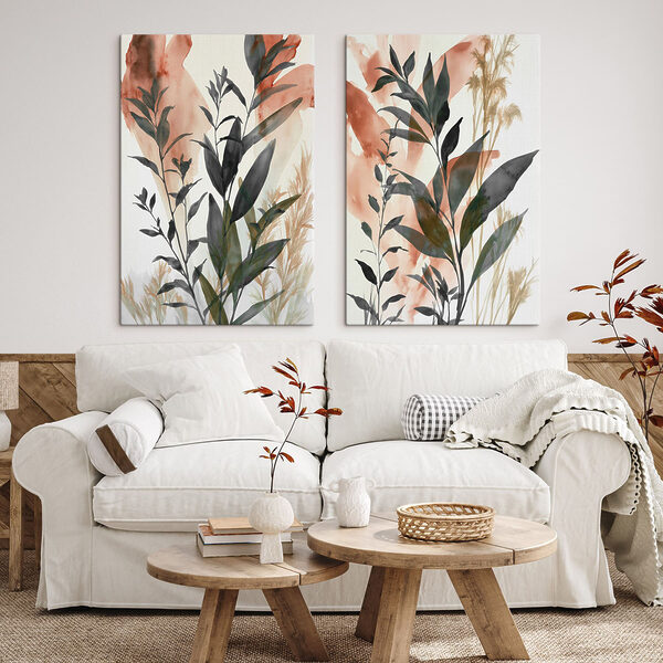 Painting of plants with leaves