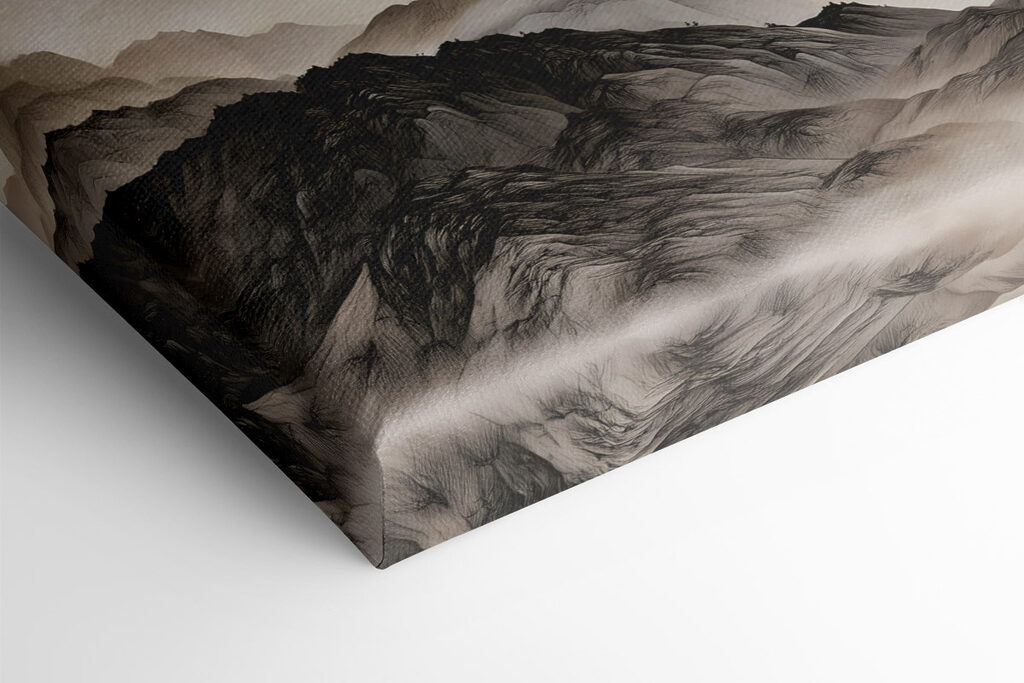 Collage of mountains with fog