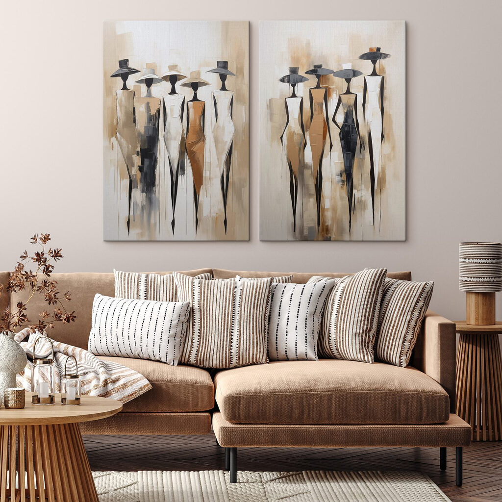 Painting of women in dresses and hats
