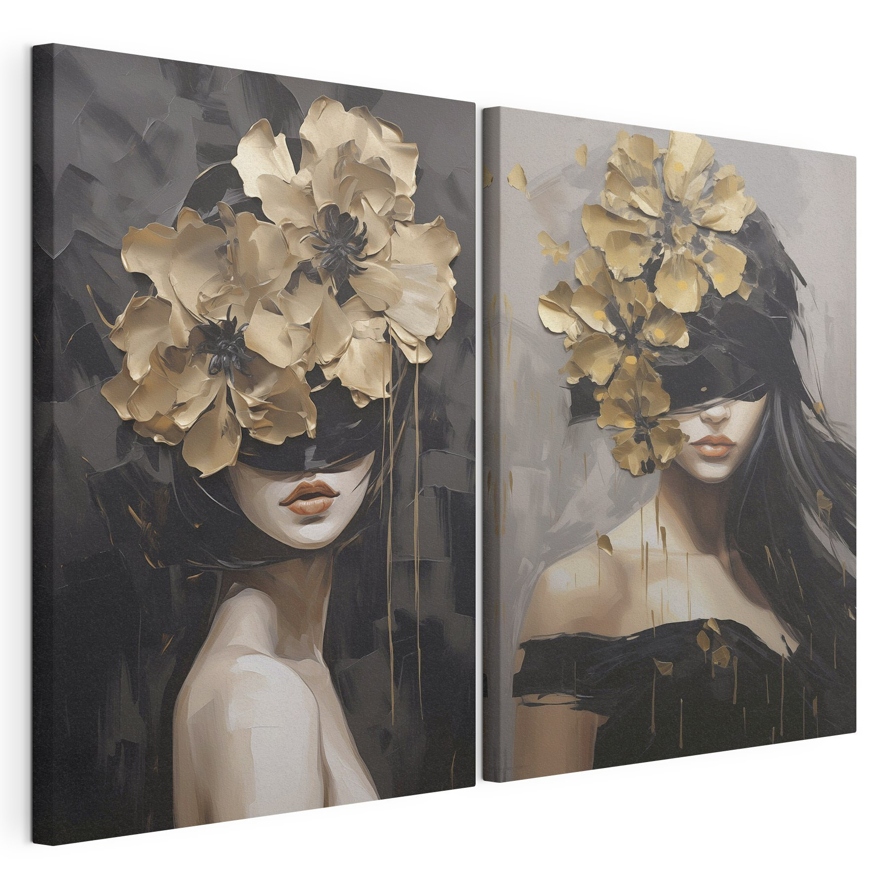 Painting of a woman with flowers on her head Painting of a woman with flowers on her head