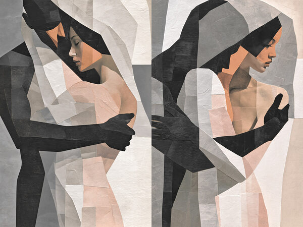 Collage of a couple of people hugging