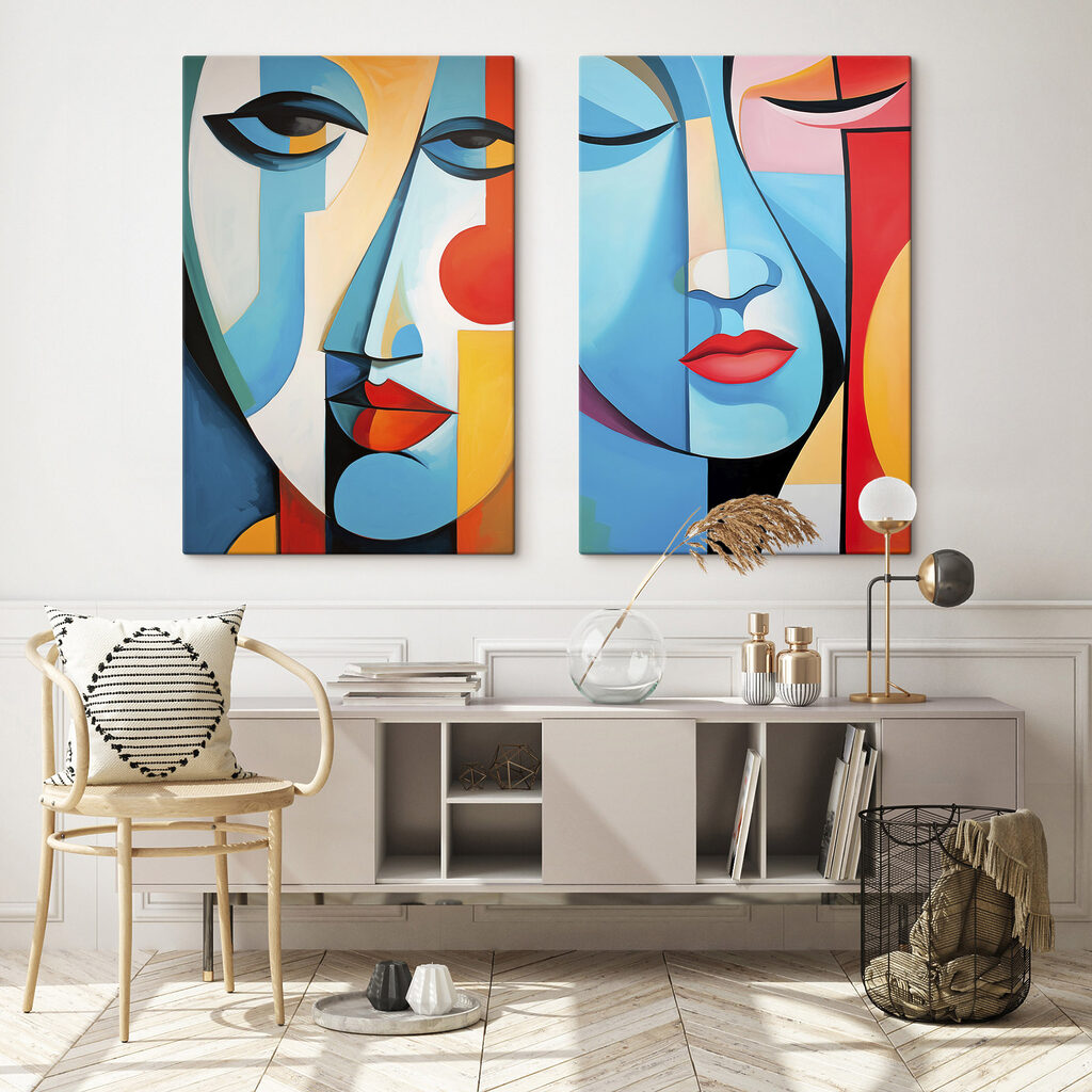 Painting of a couple of faces
