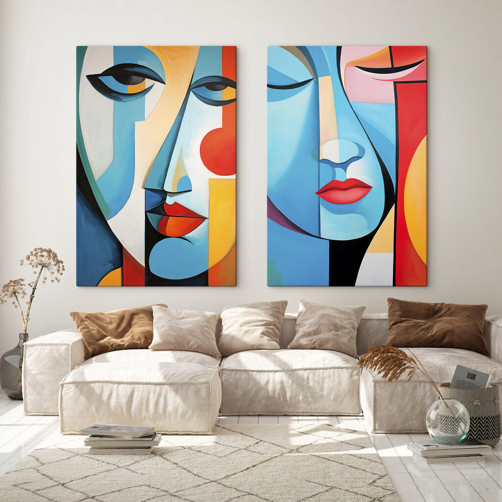 Painting of a couple of faces