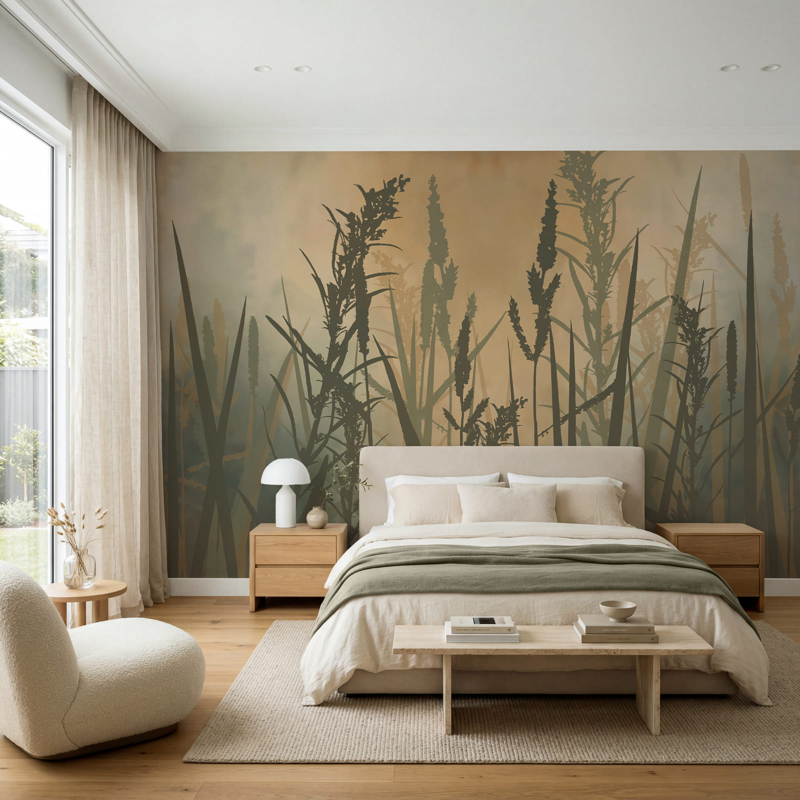 Magas fű egy ködös mezőn