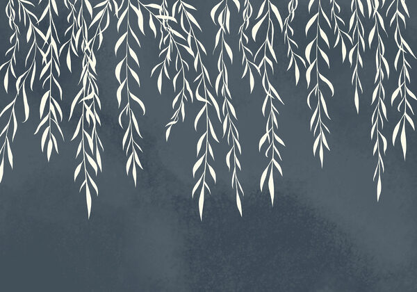 White leaves on a blue background White leaves on a blue background