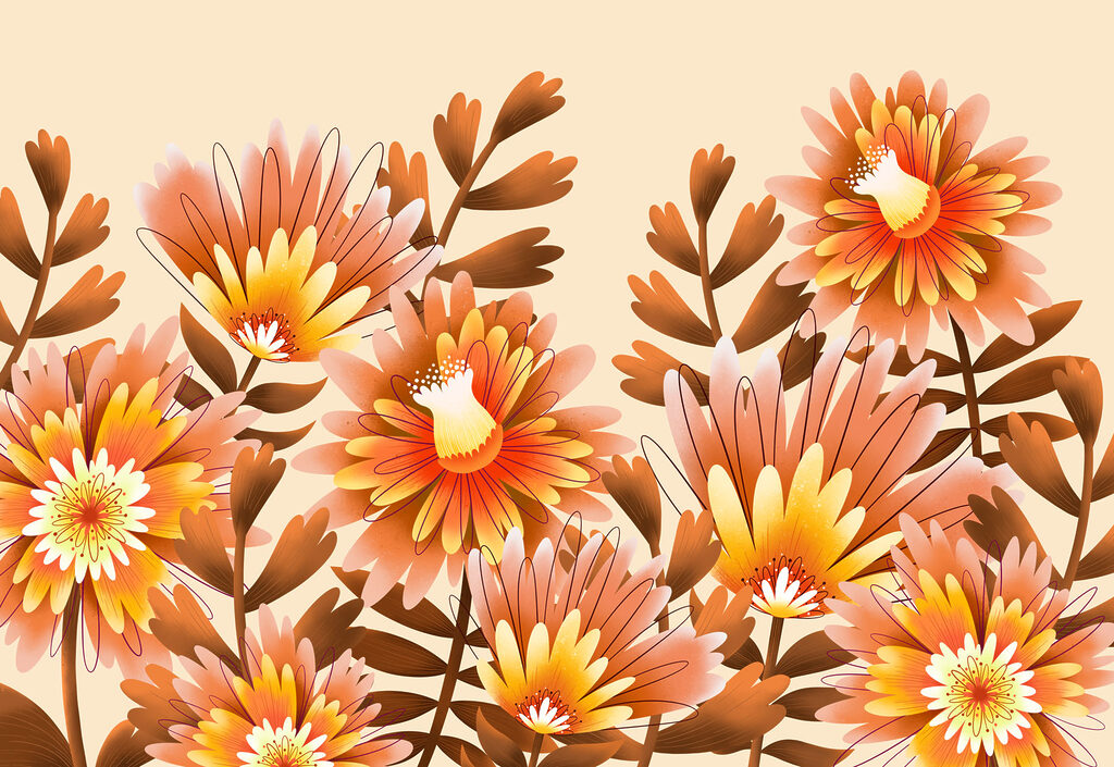 Group of orange flowers Group of orange flowers